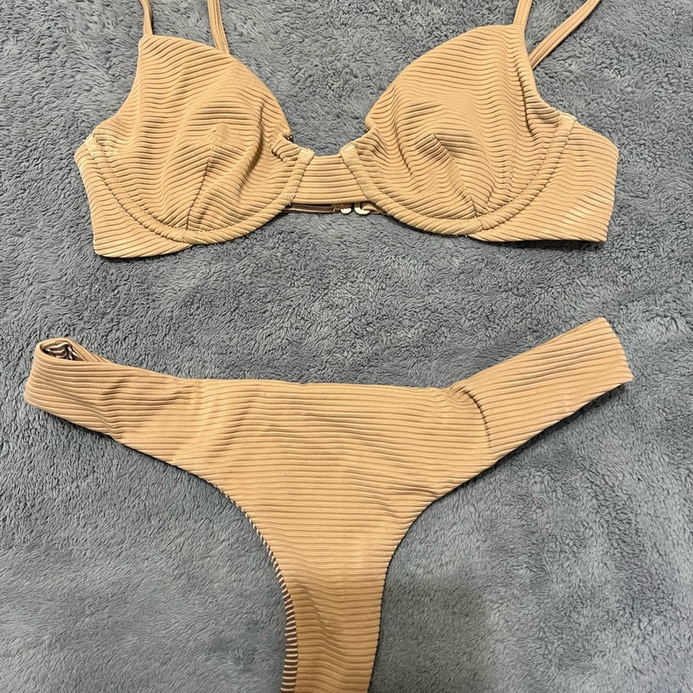 acacia swimwear ribbed nude set